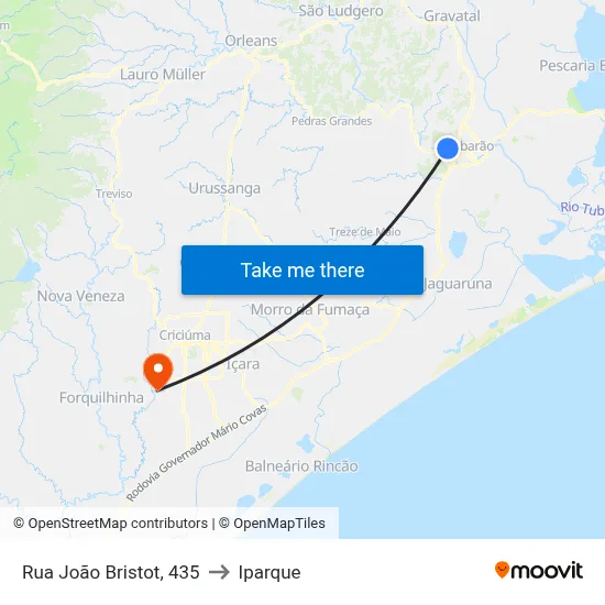 Rua João Bristot, 435 to Iparque map