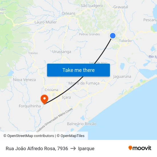 Rua João Alfredo Rosa, 7936 to Iparque map