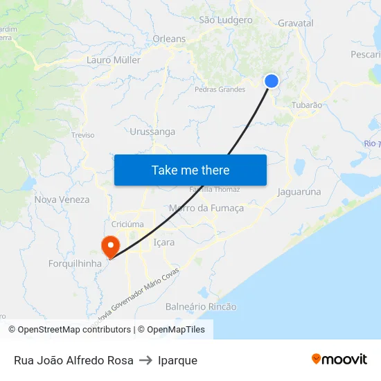 Rua João Alfredo Rosa to Iparque map