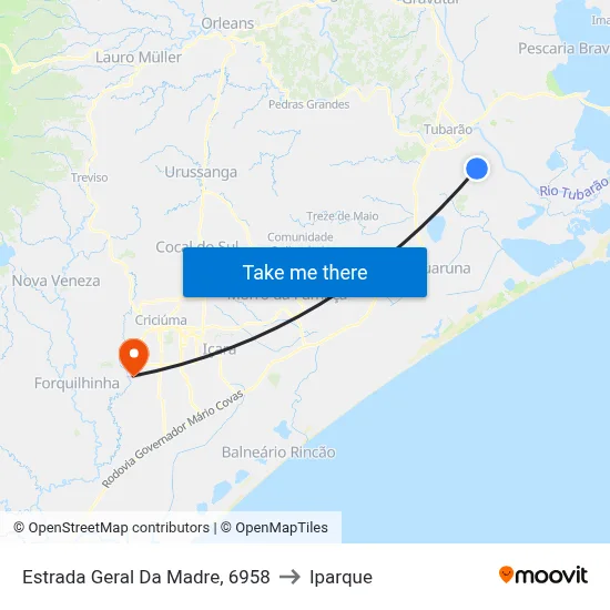 Estrada Geral Da Madre, 6958 to Iparque map