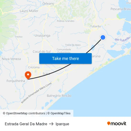 Estrada Geral Da Madre to Iparque map