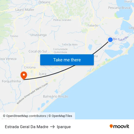 Estrada Geral Da Madre to Iparque map