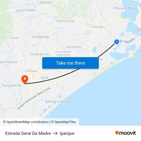 Estrada Geral Da Madre to Iparque map