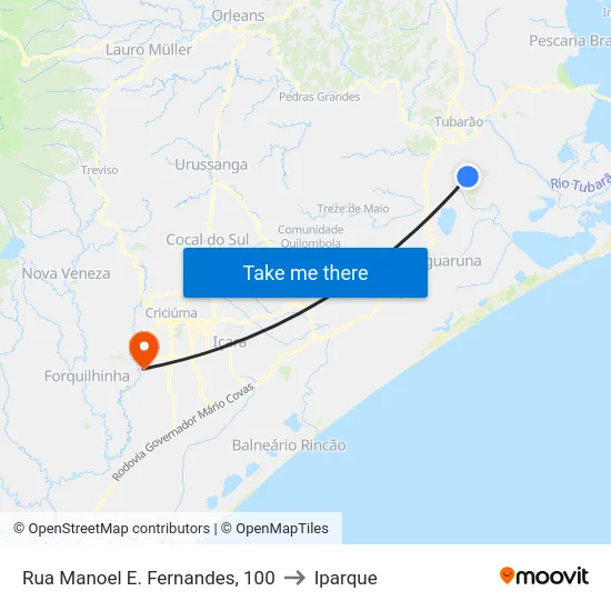 Rua Manoel E. Fernandes, 100 to Iparque map