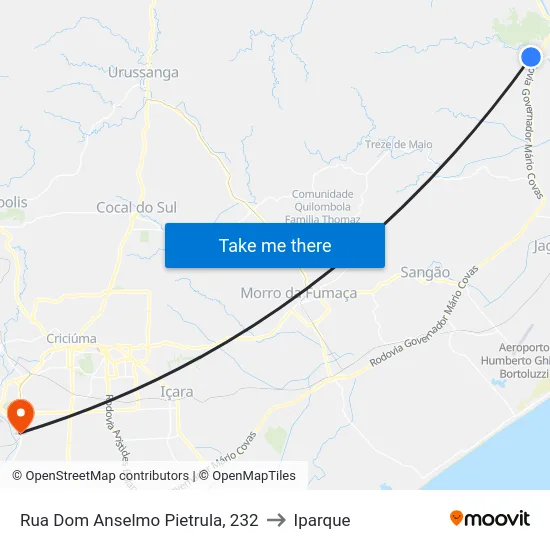 Rua Dom Anselmo Pietrula, 232 to Iparque map