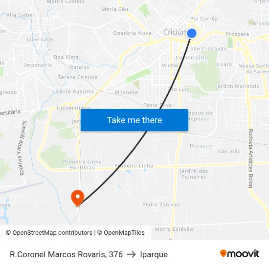 R.Coronel Marcos Rovaris, 376 to Iparque map