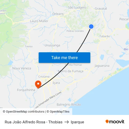 Rua João Alfredo Rosa - Thobias to Iparque map