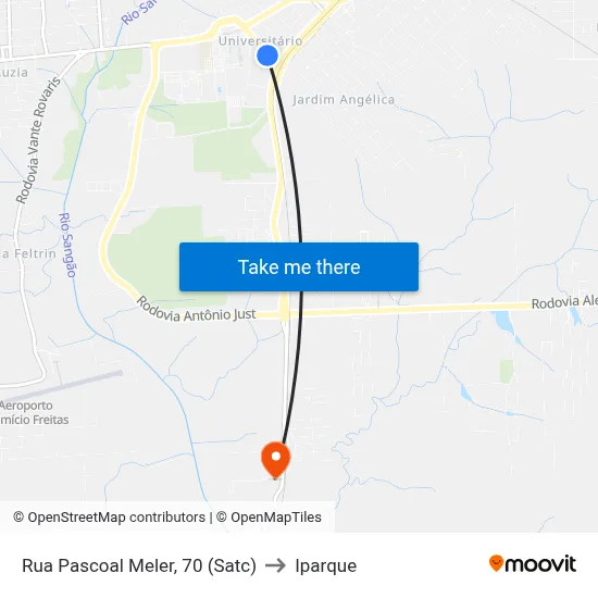 Rua Pascoal Meler, 70 (Satc) to Iparque map