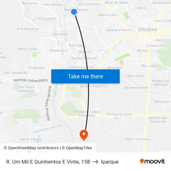 R. Um Mil E Quinhentos E Vinte, 158 to Iparque map