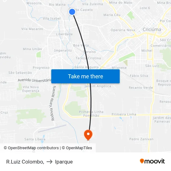 R.Luiz Colombo, to Iparque map