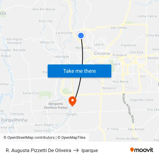 R. Augusta Pizzetti De Oliveira to Iparque map