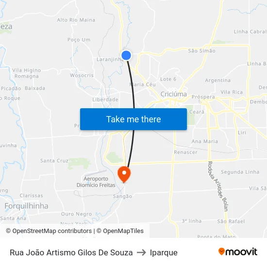 Rua João Artismo Gilos De Souza to Iparque map