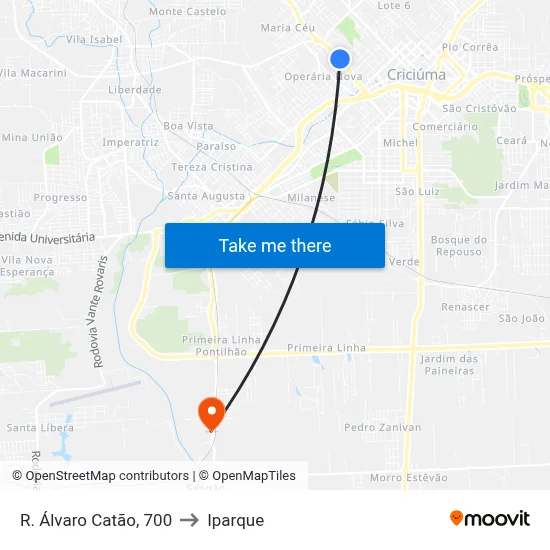 R. Álvaro Catão, 700 to Iparque map