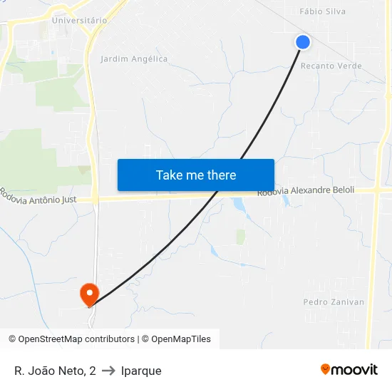 R. João Neto, 2 to Iparque map