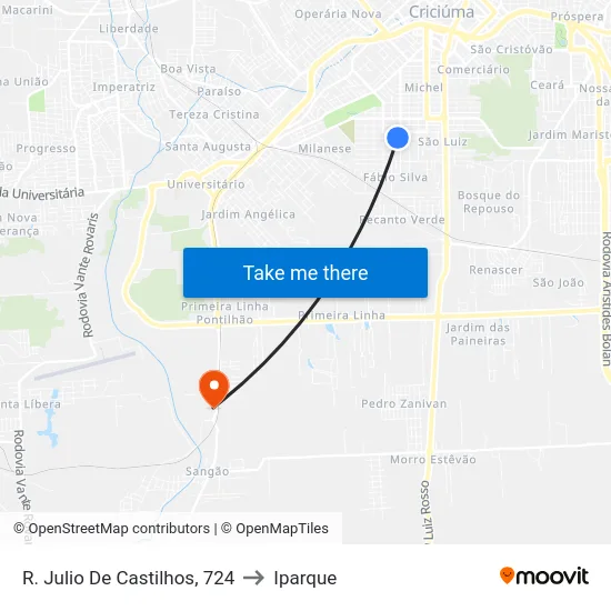 R. Julio De Castilhos, 724 to Iparque map