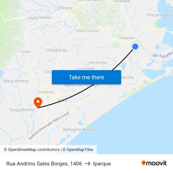 Rua Andrino Sales Borges, 1406 to Iparque map