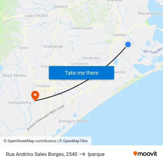 Rua Andrino Sales Borges, 2540 to Iparque map