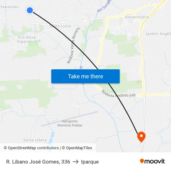 R. Líbano José Gomes, 336 to Iparque map