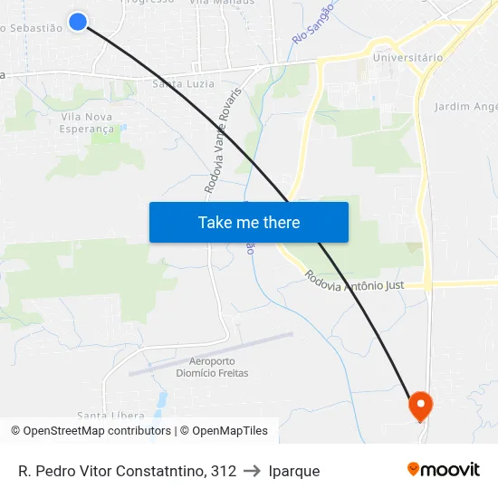 R. Pedro Vitor Constatntino, 312 to Iparque map