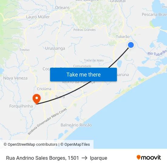 Rua Andrino Sales Borges, 1501 to Iparque map