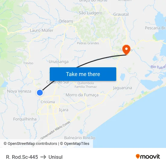 R. Rod.Sc-445 to Unisul map