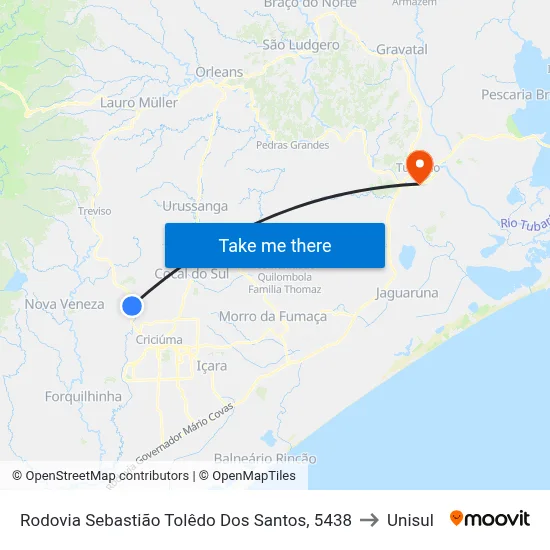 Rodovia Sebastião Tolêdo Dos Santos, 5438 to Unisul map