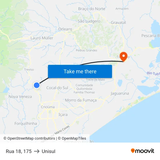 Rua 18, 175 to Unisul map