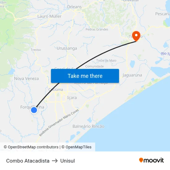 Combo Atacadista to Unisul map