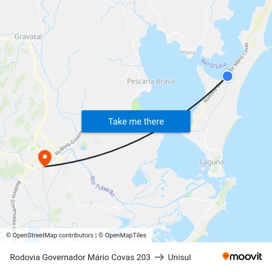 Rodovia Governador Mário Covas 203 to Unisul map