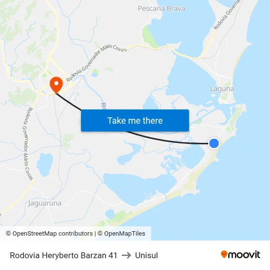 Rodovia Heryberto Barzan 41 to Unisul map