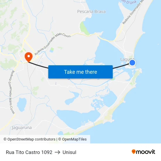 Rua Tito Castro 1092 to Unisul map