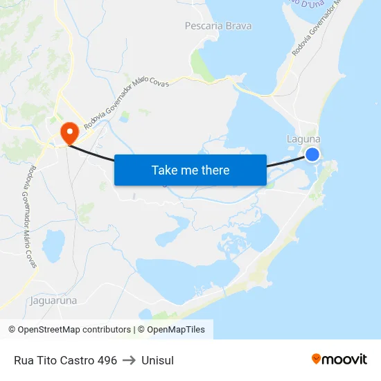 Rua Tito Castro 496 to Unisul map