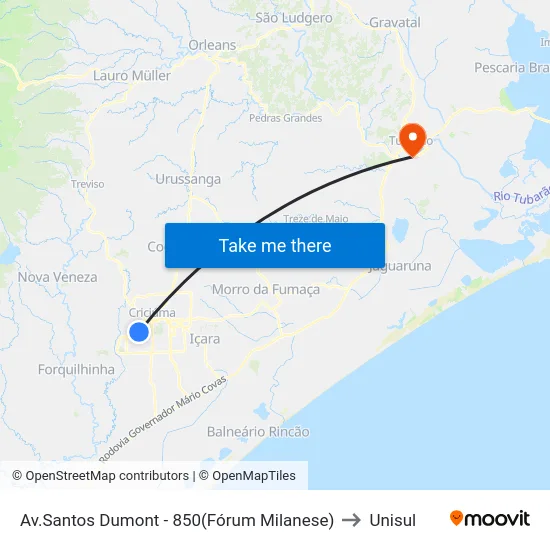 Av.Santos Dumont - 850(Fórum Milanese) to Unisul map