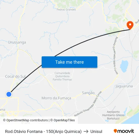 Rod.Otávio Fontana - 150(Anjo Quimica) to Unisul map