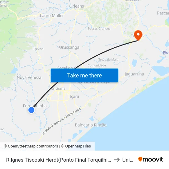 R.Ignes Tiscoski Herdt(Ponto Final Forquilhinha) to Unisul map