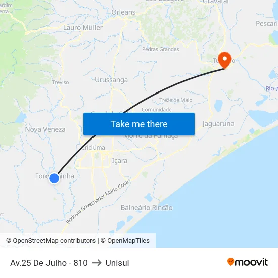 Av.25 De Julho - 810 to Unisul map