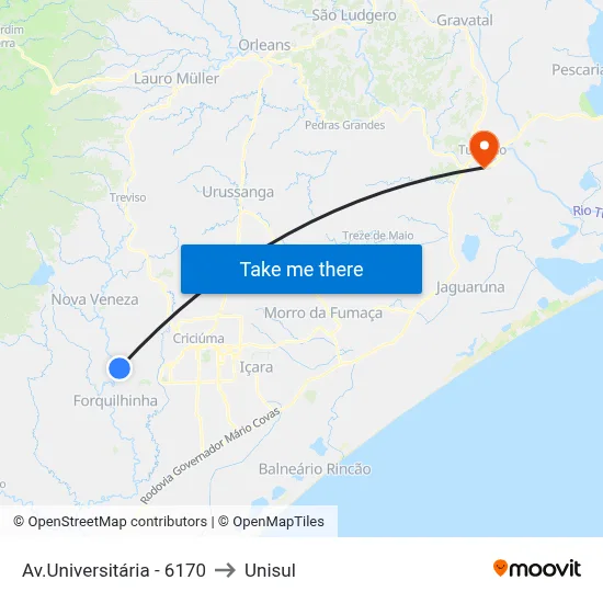 Av.Universitária - 6170 to Unisul map