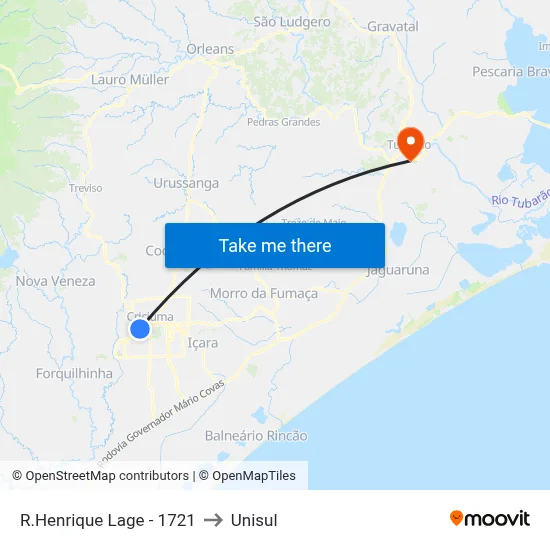 R.Henrique Lage - 1721 to Unisul map