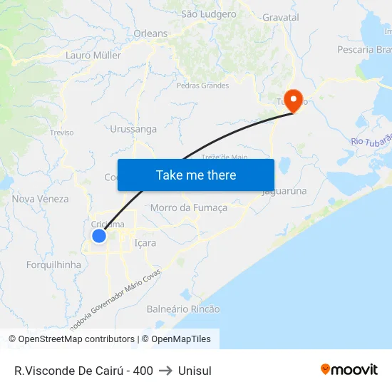 R.Visconde De Cairú - 400 to Unisul map