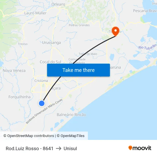 Rod.Luiz Rosso - 8641 to Unisul map