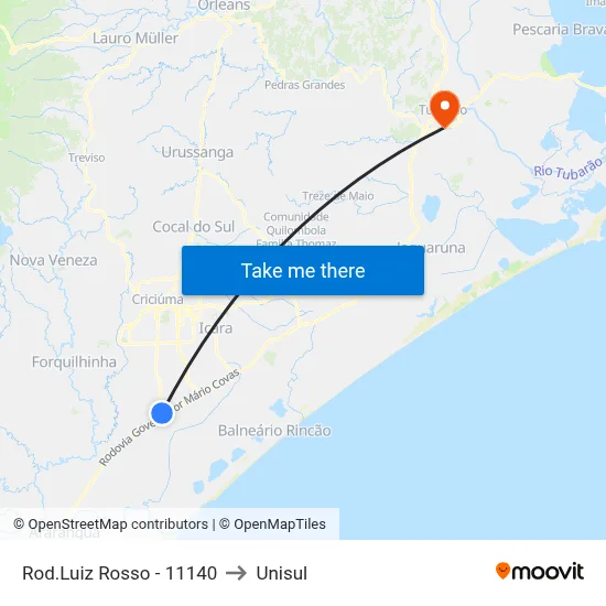 Rod.Luiz Rosso - 11140 to Unisul map