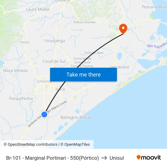 Br-101 - Marginal Portinari - 550(Pórtico) to Unisul map