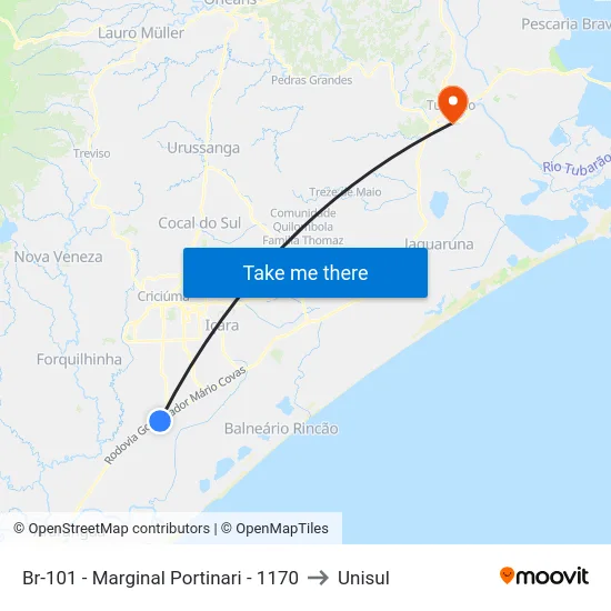 Br-101 - Marginal Portinari - 1170 to Unisul map