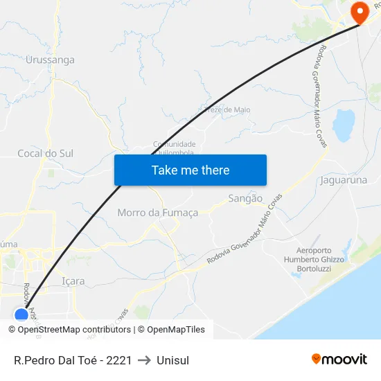 R.Pedro Dal Toé - 2221 to Unisul map
