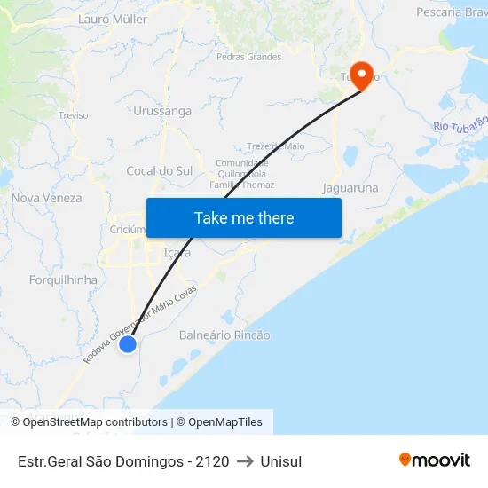 Estr.Geral São Domingos - 2120 to Unisul map