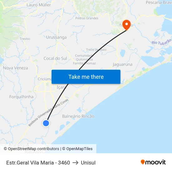Estr.Geral Vila Maria - 3460 to Unisul map