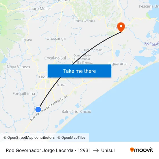 Rod.Governador Jorge Lacerda - 12931 to Unisul map