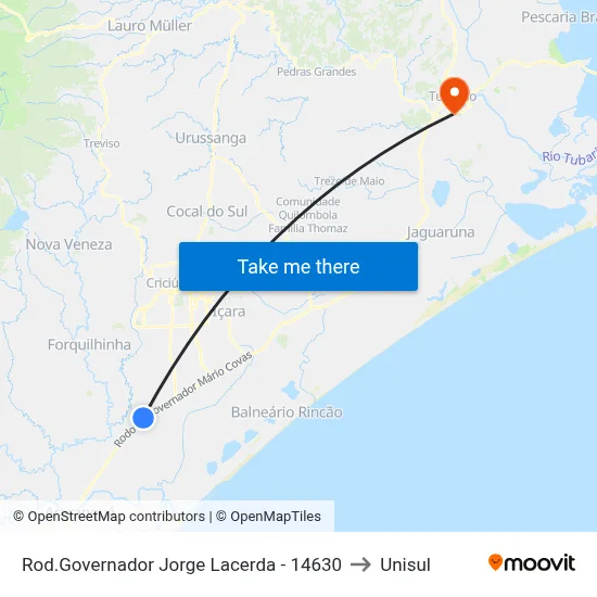 Rod.Governador Jorge Lacerda - 14630 to Unisul map