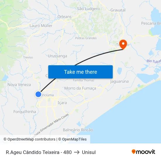R.Ageu Cândido Teixeira - 480 to Unisul map
