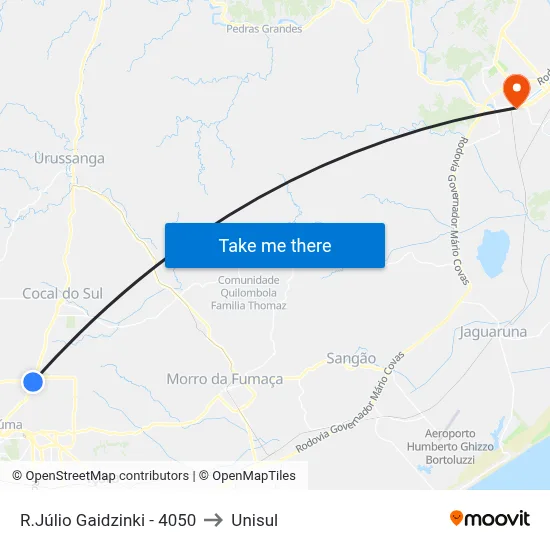 R.Júlio Gaidzinki - 4050 to Unisul map